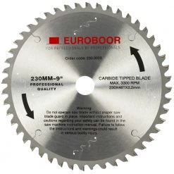Euroboor Lame De Scie Circulaire 230 Mm 230.0003 Lame De Scie 230 Mm Alésage 25,4 Mm Métal