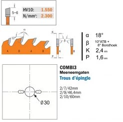 CMT Lame De Scie Circulaire 250 Mm 271.250.42M Lame De Scie Ultra Fine Avec Limiteur De Copeaux 250 X 30 X 42T
