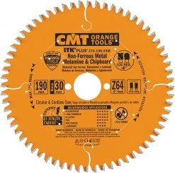 CMT Lame De Scie Circulaire 190 Mm 276.190.64M Lame Ultra Fine Pour Métaux Non Ferreux Et Composite 190 X 30(20/16) X 1,2 X 64D