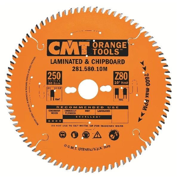 CMT Lame De Scie Circulaire 250 Mm 281.580.10M Lame De Scie Pour Mélamine/Formica Xtreme 250 X 30 X 80D 3 CMT Lame De Scie Circulaire 250 Mm 281.580.10M Lame De Scie Pour Mélamine/Formica Xtreme 250 X 30 X 80D