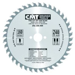 CMT Lame De Scie Circulaire 160 Mm 292.160.40H Lame De Scie HM Denture Fine 160 X 20 X 40D