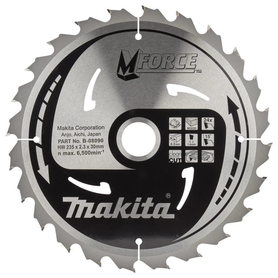 Makita Accessoires Lame De Scie Circulaire 235 Mm B-08090 Lame De Scie Circulaire Timber Mforce 235x30x2,3 24T 15G 3 Makita Accessoires Lame De Scie Circulaire 235 Mm B-08090 Lame De Scie Circulaire Timber Mforce 235x30x2,3 24T 15G