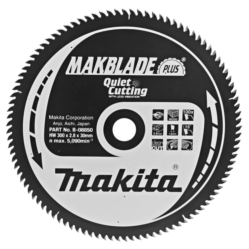 Makita Accessoires Lame De Scie Circulaire 300 Mm B-08850 Lame De Scie De Table Pour Bois Pur Makblade-Plus 300x30x2,8 100T 15g 3 Makita Accessoires Lame De Scie Circulaire 300 Mm B-08850 Lame De Scie De Table Pour Bois Pur Makblade-Plus 300x30x2,8 100T 15g