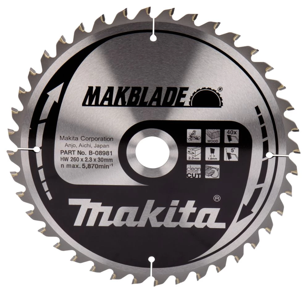 Makita Accessoires Lame De Scie Circulaire 305 Mm B-08981 Lame De Scie à Bois 260x30x2,3 40T 5g 3 Makita Accessoires Lame De Scie Circulaire 305 Mm B-08981 Lame De Scie à Bois 260x30x2,3 40T 5g