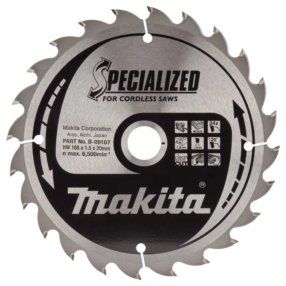 Makita Accessoires Lame De Scie Circulaire 165 Mm B-09167 Lame De Scie Circulaire Spécialisée Bois 165x20x1,5 24T 20G 3 Makita Accessoires Lame De Scie Circulaire 165 Mm B-09167 Lame De Scie Circulaire Spécialisée Bois 165x20x1,5 24T 20G