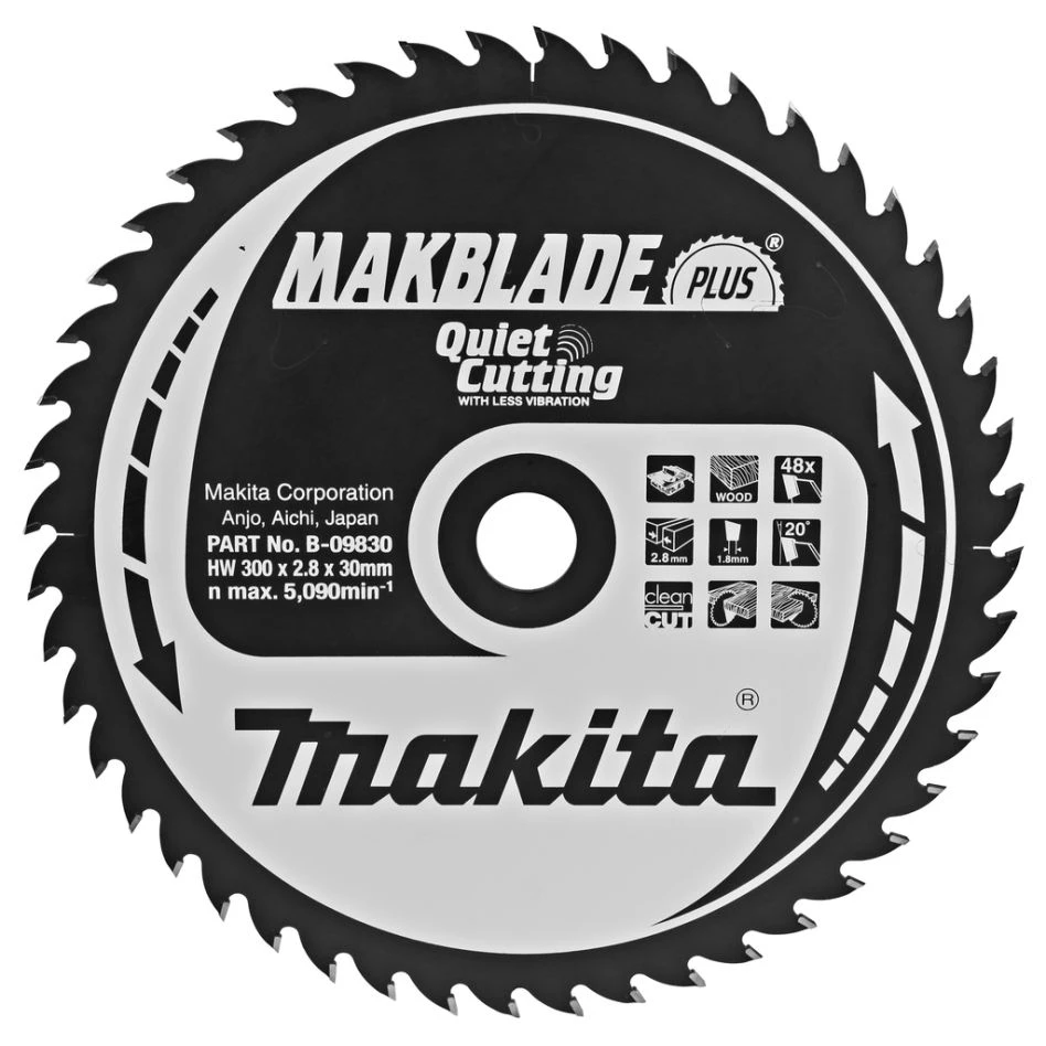 Makita Accessoires Lame De Scie Circulaire 300 Mm B-09830 Lame De Scie De Table Pour Bois Pure Makblade-Plus 300x30x2,8 48T 20g 3 Makita Accessoires Lame De Scie Circulaire 300 Mm B-09830 Lame De Scie De Table Pour Bois Pure Makblade-Plus 300x30x2,8 48T 20g