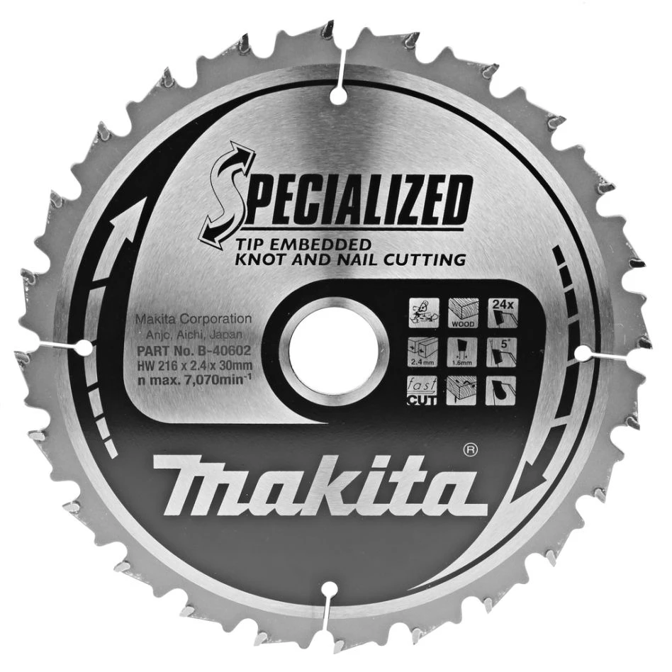 Makita Accessoires Lame De Scie Circulaire 216 Mm B-40602 Lame De Scie Transversale Pour Bois (noueux/noilé) 3 Makita Accessoires Lame De Scie Circulaire 216 Mm B-40602 Lame De Scie Transversale Pour Bois (noueux/noilé)
