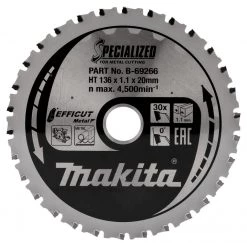 Makita Accessoires Lame De Scie Circulaire 136 Mm B-69266 Lame De Scie Circulaire Métal Efficut 136 X 20 X 1,1 30T