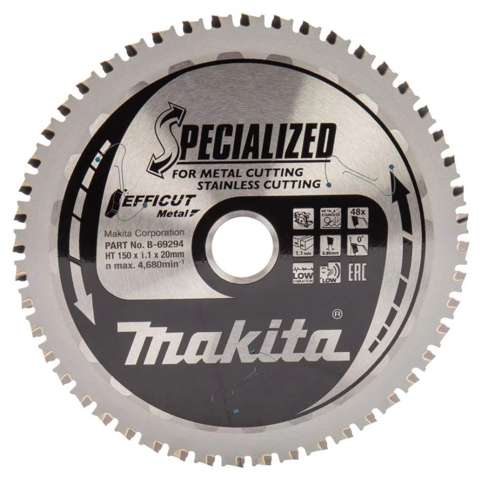Makita Accessoires Lame De Scie Circulaire 150 Mm B-69294 Lame De Scie Circulaire Acier Inoxydable Efficut 150 X 20 X 1,1 48T 3 Makita Accessoires Lame De Scie Circulaire 150 Mm B-69294 Lame De Scie Circulaire Acier Inoxydable Efficut 150 X 20 X 1,1 48T