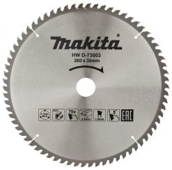 Makita Accessoires Lame De Scie Circulaire 260 Mm D-73003 Lame De Scie Standard En Aluminium 260 X 30 X 2,8 X 70T 5g