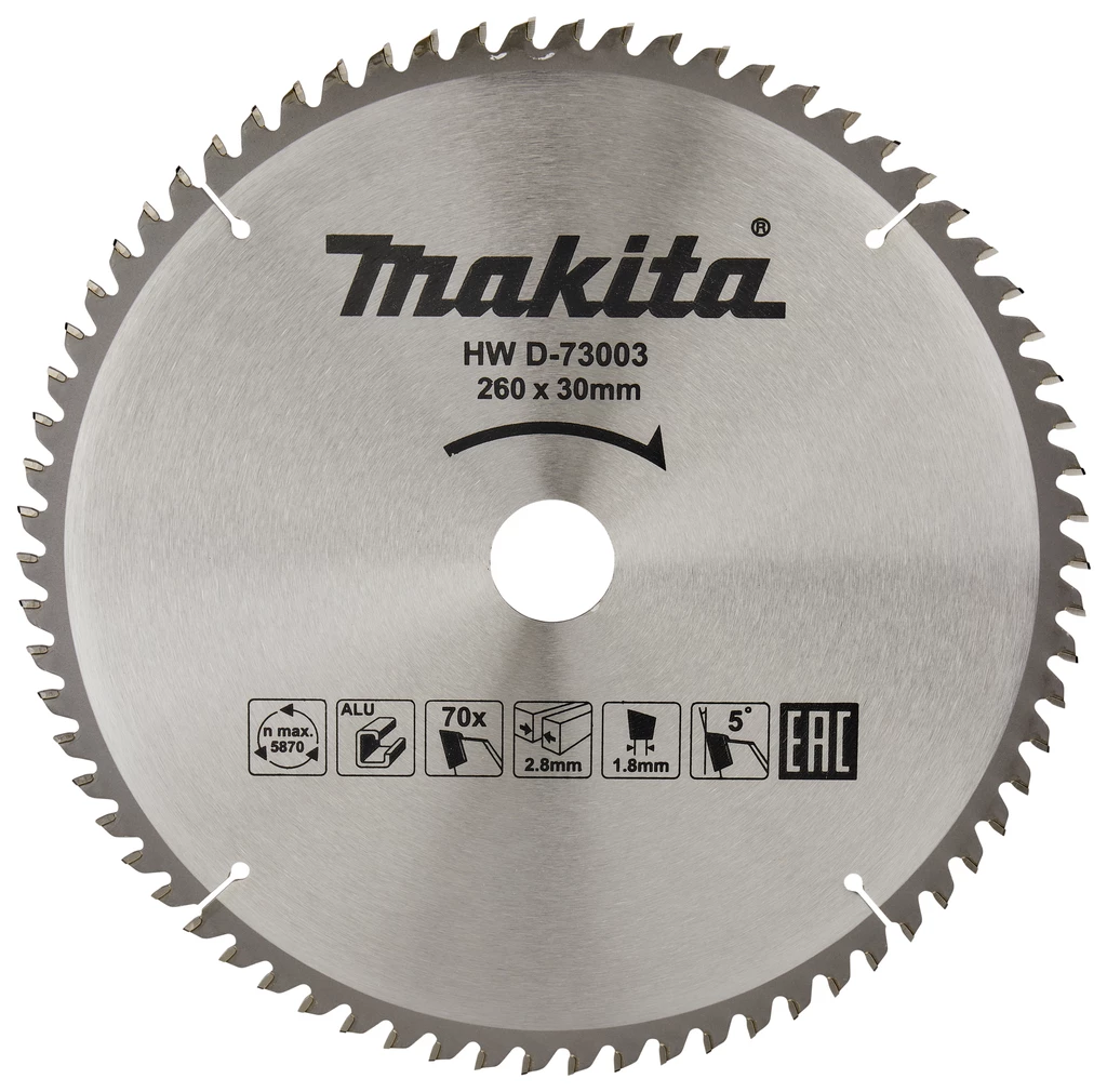 Makita Accessoires Lame De Scie Circulaire 260 Mm D-73003 Lame De Scie Standard En Aluminium 260 X 30 X 2,8 X 70T 5g 3 Makita Accessoires Lame De Scie Circulaire 260 Mm D-73003 Lame De Scie Standard En Aluminium 260 X 30 X 2,8 X 70T 5g