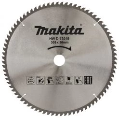 Makita Accessoires Lame De Scie Circulaire 305 Mm D-73019 Lame De Scie En Carbure De Tungstène Standard Aluminium 305 X 30 X 2,8 X 80T 5g