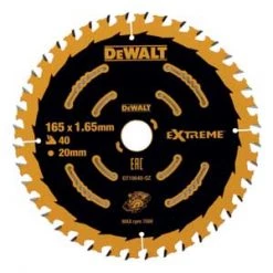 DeWalt Accessoires Lame De Scie Circulaire 165 Mm DT10640-QZ Lame De Scie Circulaire 165 X 20 Mm 40T ATB 5°