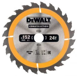 DeWalt Accessoires Lame De Scie Circulaire 150 Mm DT1930-QZ Lame De Scie Circulaire 152 X 20 Mm 24T ATB 10°.