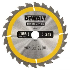 DeWalt Accessoires Lame De Scie Circulaire 165 Mm DT1934-QZ Lame De Scie Circulaire 165 X 20 Mm 24T ATB 10°.