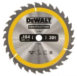 DeWalt Accessoires Lame De Scie Circulaire 184 Mm DT1940-QZ Lame De Scie Circulaire 184 X 16 Mm 30T ATB 10°