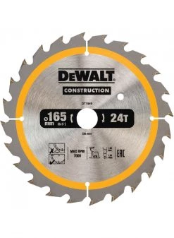 DeWalt Accessoires Lame De Scie Circulaire 165 Mm DT1949-QZ Lame De Scie Circulaire 165 X 20 Mm 24T ATB 24°.