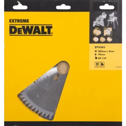 DeWalt Accessoires Lame De Scie Circulaire 250 Mm DT4353-QZ DT4353 Lame De Scie HM 250 X 30 X 80T à Dents Interchangeables, Positive 10