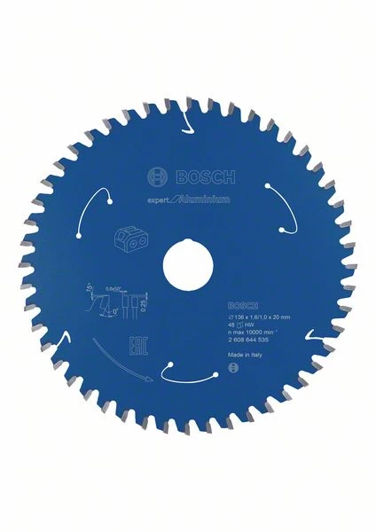 Bosch Bleu Accessoires Lame De Scie Circulaire 136 Mm Lame De Scie Circulaire Carbure Aluminium Expert Pour Scies Sans Fil 136 X 20 X T48 2608644535 4 Bosch Bleu Accessoires Lame De Scie Circulaire 136 Mm Lame De Scie Circulaire Carbure Aluminium Expert Pour Scies Sans Fil 136 X 20 X T48 2608644535 – Image 2