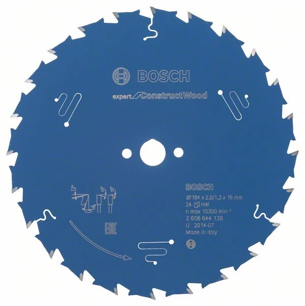 Bosch Bleu Accessoires Lame De Scie Circulaire 184 Mm Lame De Scie Circulaire Carbure Expert Pour Bois De Construction 184 X 16 X 24T 2608644138 4 Bosch Bleu Accessoires Lame De Scie Circulaire 184 Mm Lame De Scie Circulaire Carbure Expert Pour Bois De Construction 184 X 16 X 24T 2608644138 – Image 2