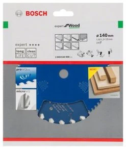 Bosch Bleu Accessoires Lame De Scie Circulaire 140 Mm Lame De Scie Circulaire En Carbure Expert Pour Le Bois 140 X 20 X 24T 2608644008