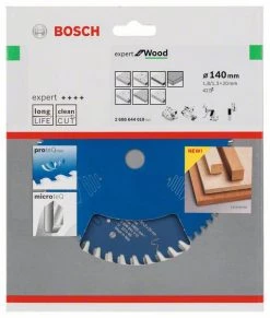 Bosch Bleu Accessoires Lame De Scie Circulaire 140 Mm Lame De Scie Circulaire En Carbure Expert Pour Le Bois 140 X 20 X 42T 2608644010