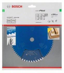 Bosch Bleu Accessoires Lame De Scie Circulaire 184 Mm Lame De Scie Circulaire En Carbure Expert Pour Le Bois 184 X 16 X 56T 2608644037