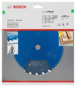 Bosch Bleu Accessoires Lame De Scie Circulaire 184 Mm Lame De Scie Circulaire En Carbure Expert Pour Le Bois 184 X 20 X 24T 2608644038