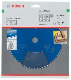 Bosch Bleu Accessoires Lame De Scie Circulaire 190 Mm Lame De Scie Circulaire En Carbure Expert Pour Le Bois 190 X 30 X 56T 2608644050