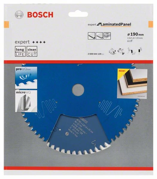 Bosch Bleu Accessoires Lame De Scie Circulaire 190 Mm Lame De Scie Circulaire En Carbure Expert Pour Panneaux Stratifiés 190 X 20 X 60T 2608644129 3 Bosch Bleu Accessoires Lame De Scie Circulaire 190 Mm Lame De Scie Circulaire En Carbure Expert Pour Panneaux Stratifiés 190 X 20 X 60T 2608644129