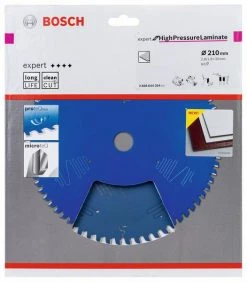 Bosch Bleu Accessoires Lame De Scie Circulaire 210 Mm Lame De Scie Circulaire En Carbure Expert Pour Stratifié Haute Pression 210 X 30 X 60T 2608644354