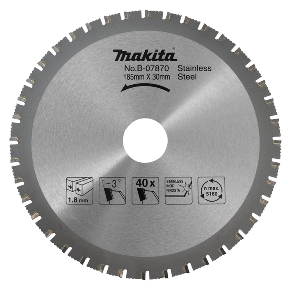 Makita Accessoires Lame De Scie Circulaire 185 Mm Lame De Scie HM En Acier Inoxydable 185 X 30 X 40T 3 Makita Accessoires Lame De Scie Circulaire 185 Mm Lame De Scie HM En Acier Inoxydable 185 X 30 X 40T
