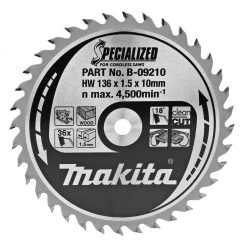 Makita Accessoires Lame De Scie Circulaire 136 Mm 'Lames Carbure ''''Specialized'''' Acier, Pour Scies Circulaires à Batterie 136 X 10 X 36T'
